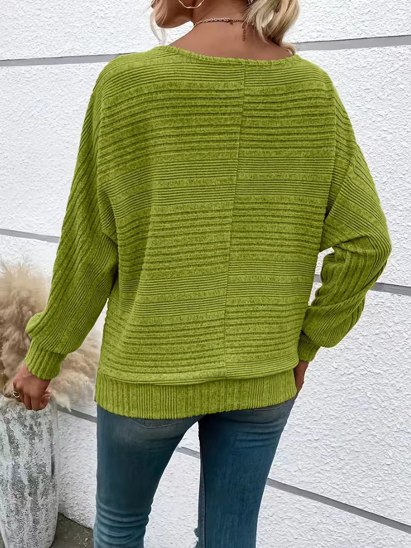 Women's Half Zip V Neck Long Sleeve Chenille Sweater