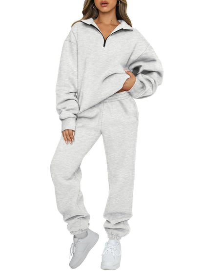 Women's Oversized Half Zip Sweatsuit Jogger Lounge Set