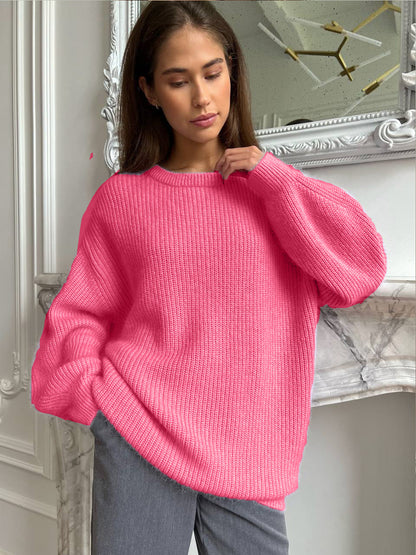 Cozy Faux Mink Knit Sweater Women Loose Fit Fall Winter