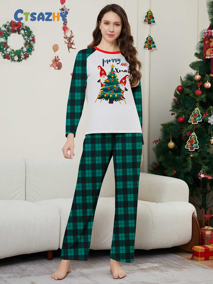 Santa Alphabet Parent-Child Printed Christmas Pajamas