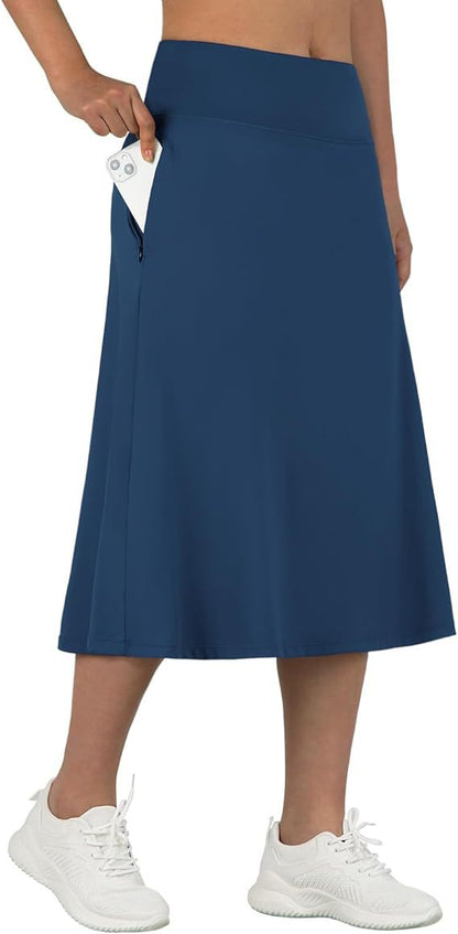 Women's High-Waisted A-Line Skirt with Pockets – Casual Sports Skirt