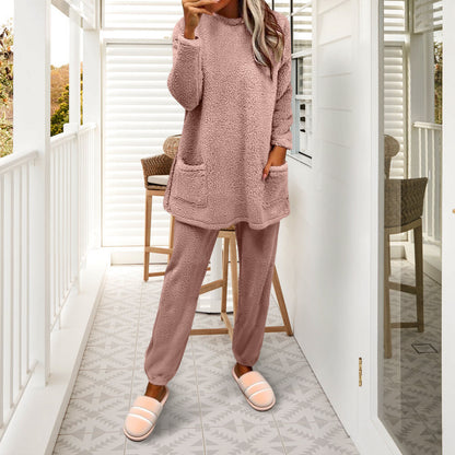 Women's Sherpa Fleece 2 Piece Lounge Pajama Set