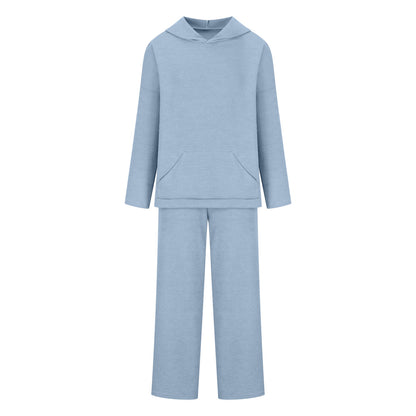 Women's Ribbed Hoodie Lounge Pants Two Piece Set