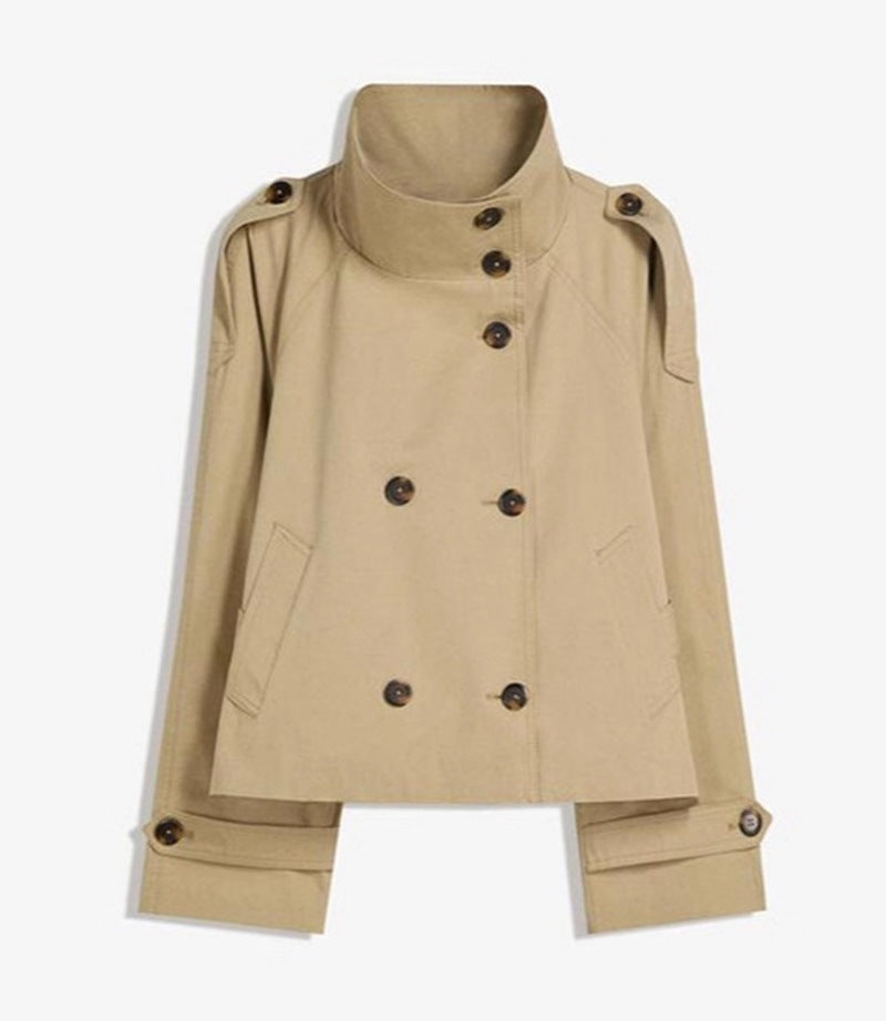 Women's Belted Double Breasted Cropped Trench Coat