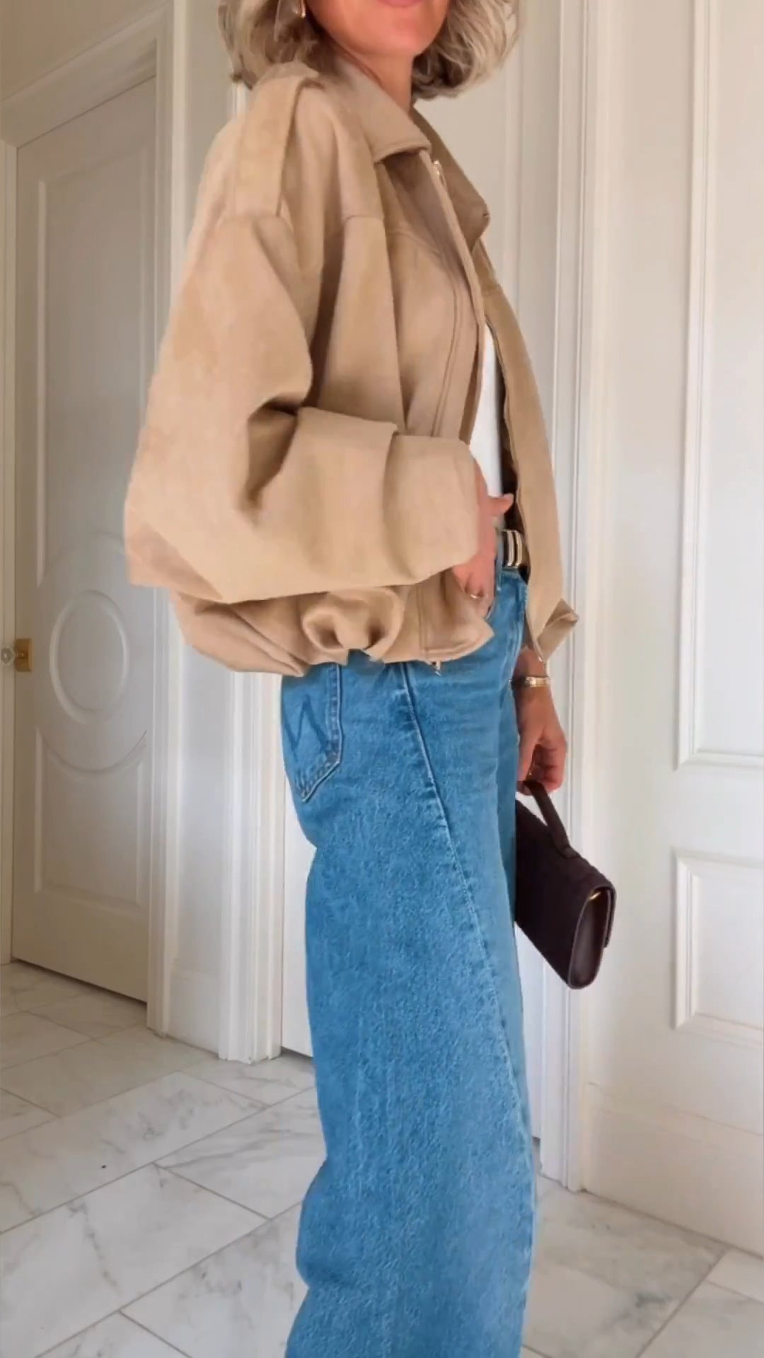 Women's Faux Suede Batwing Cropped Jacket