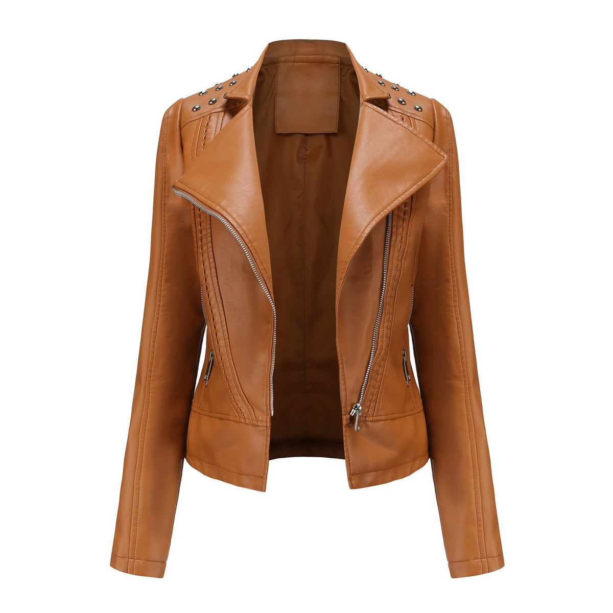 Women's Studded Faux Leather Moto Jacket