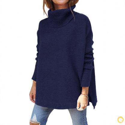 Womens Oversized Turtleneck Batwing Tunic Sweater