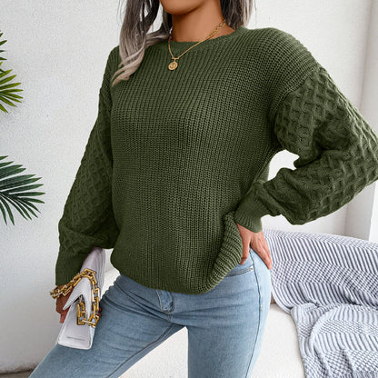 2025 Fall/Winter Casual Lantern Sleeve Knit Sweater