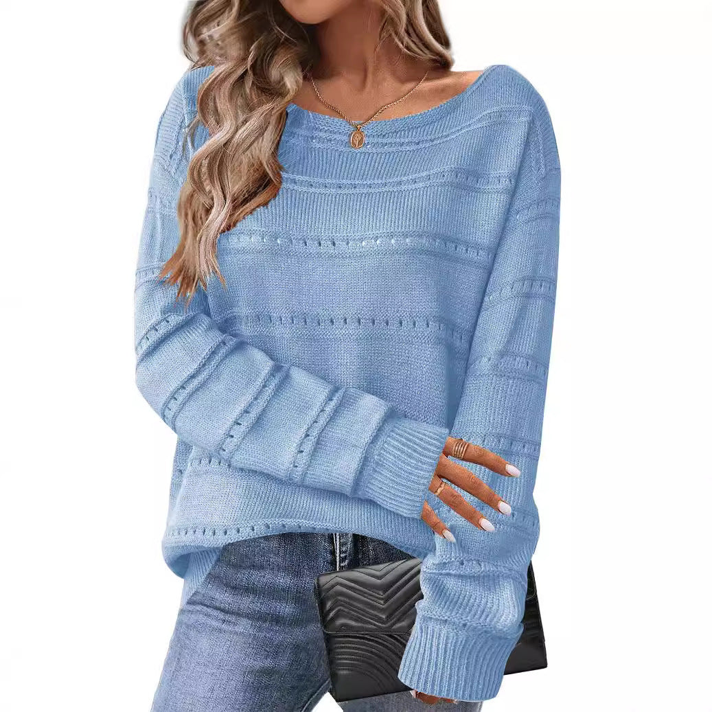 Women's Oversized Drop Shoulder Crochet Sweater
