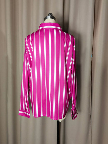 Women's Striped Long Sleeve Business Casual Shirt