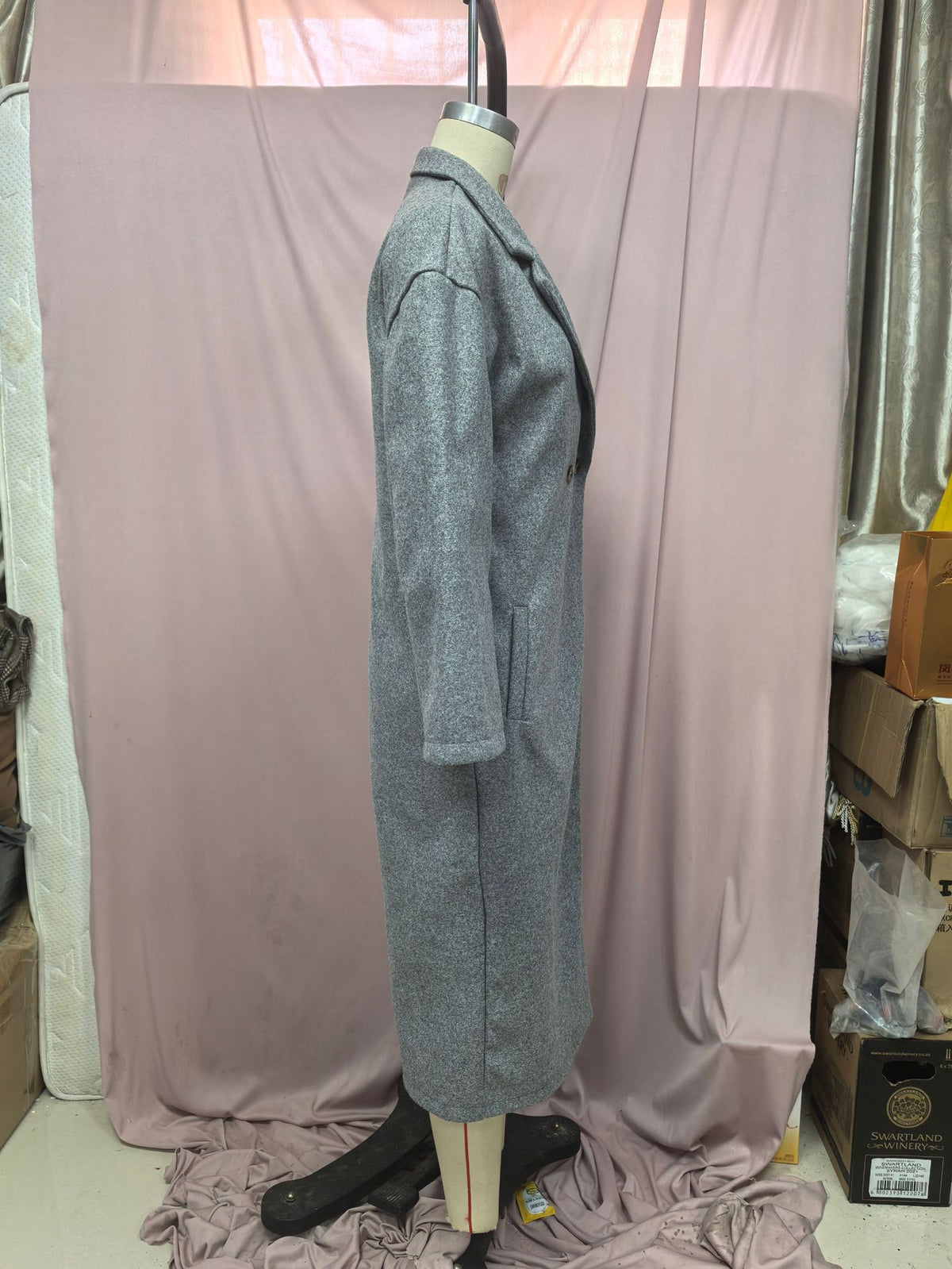 Women's Oversized Long Wool Coat with Pockets