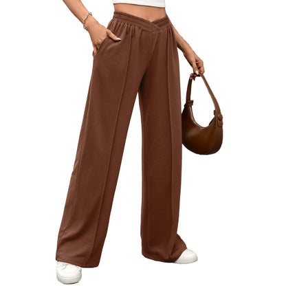 Women's Elastic Waist Wide Leg Pants Casual Loose Fit