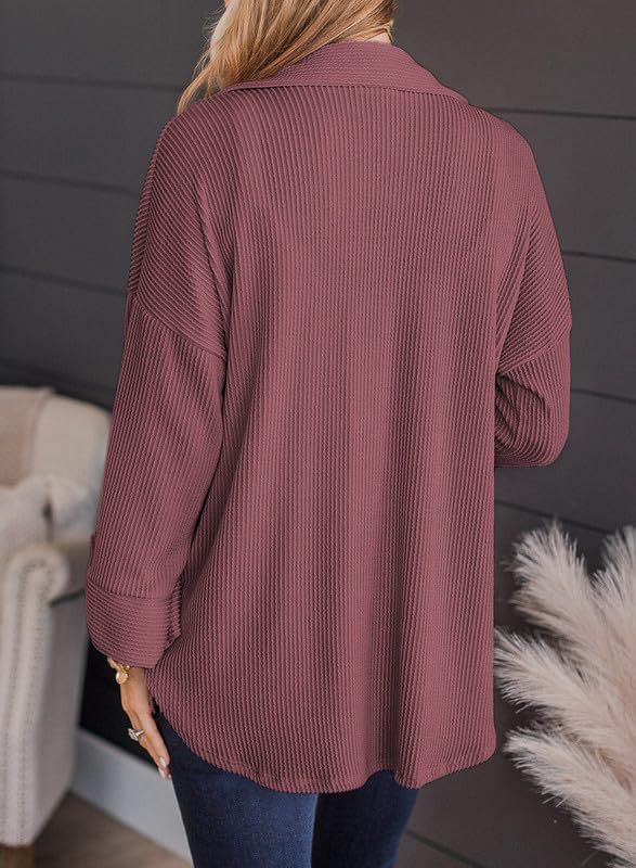 Women's Oversized Waffle Knit Button Down Shacket