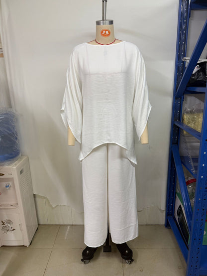 Women's Linen Wide Leg Pants Matching Set