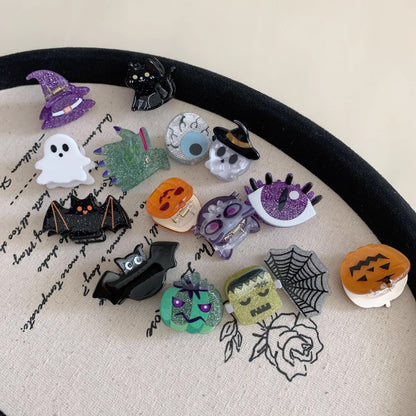 Halloween Ghost Pumpkin Bat Acrylic Mini Claw Clip