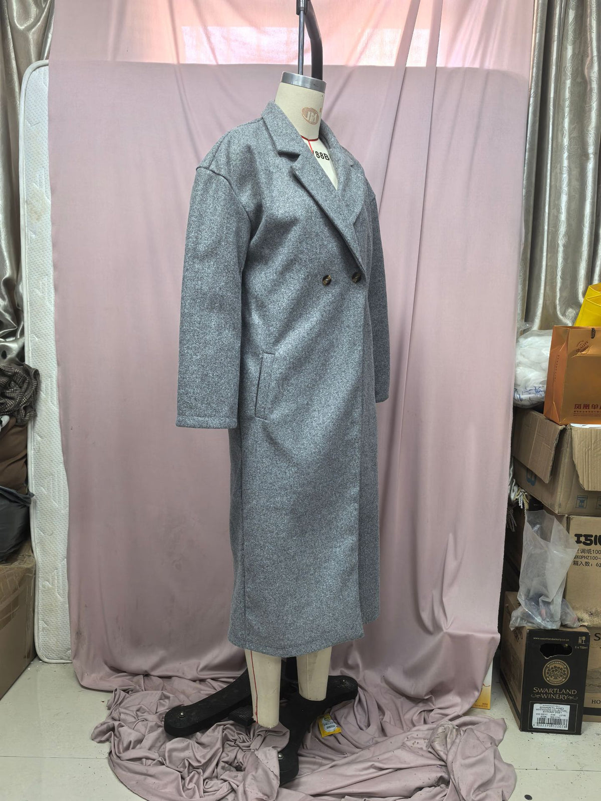 Women's Oversized Long Wool Coat with Pockets