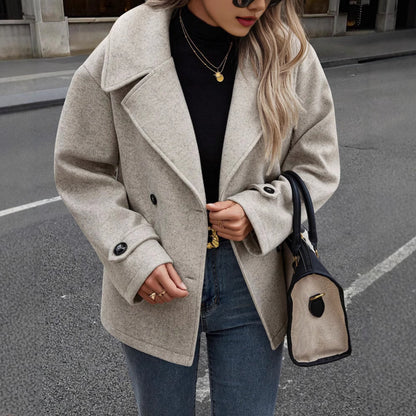Women's Oversized Double Breasted Cropped Coat Blazer