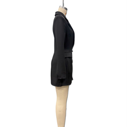 Womens Deep V Neck Long Sleeve Blazer Dress Mini Fitted