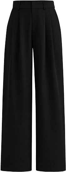High Waist Wide Leg Trousers with Pockets