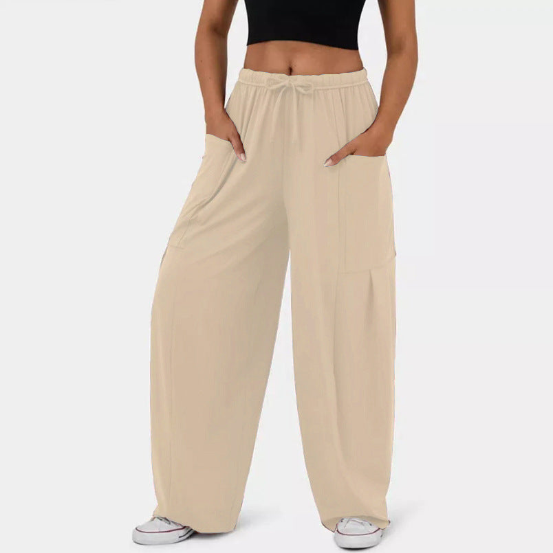 High Waist Wide Leg Lounge Pants with Pockets