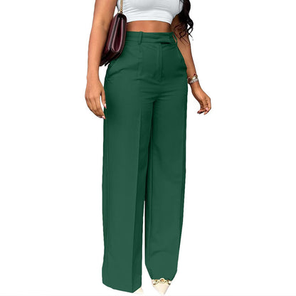 Women's High Waisted Pleated Straight Leg Dress Pants