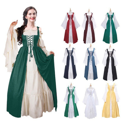 Renaissance Medieval Corset Dress Women Halloween Costume