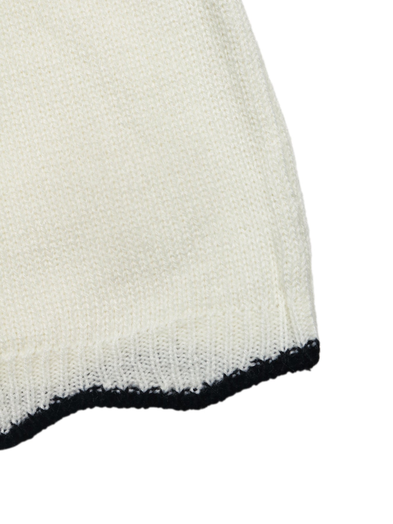 Contrast Scallop V Neck Knit Cropped Sweater