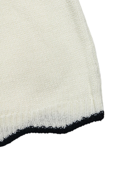 Contrast Scallop V Neck Knit Cropped Sweater