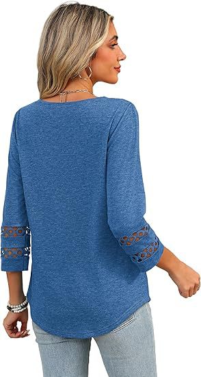 White V-Neck Lace Sleeve Casual Knit Top for Women