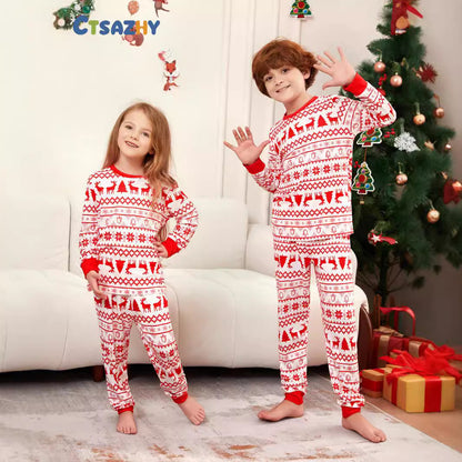 Christmas Tree Deer Snowflake Parent-child Dress Printed Christmas Pajamas