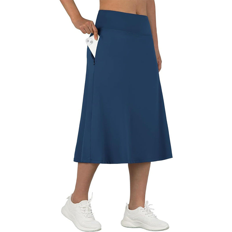 Women's High-Waisted A-Line Skirt with Pockets – Casual Sports Skirt