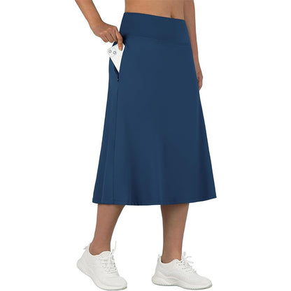 Women's High-Waisted A-Line Skirt with Pockets – Casual Sports Skirt