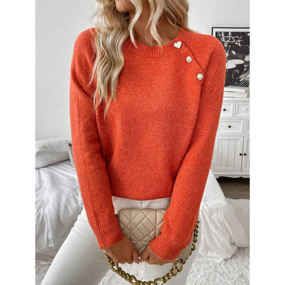 Women's Chenille Button Shoulder Batwing Sweater