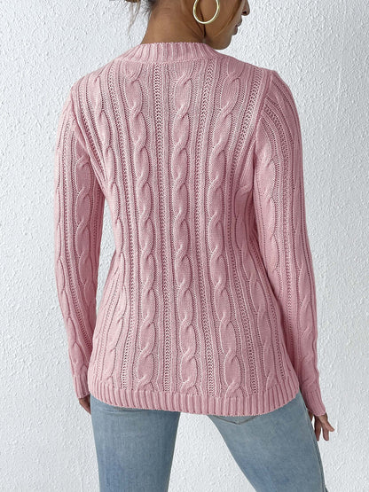 Women's Crew Neck Bottom Shirt Hand Hook Splicing Sweater