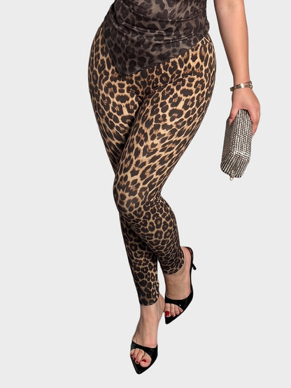 Plus Size Leopard Print High Waist Stretch Leggings