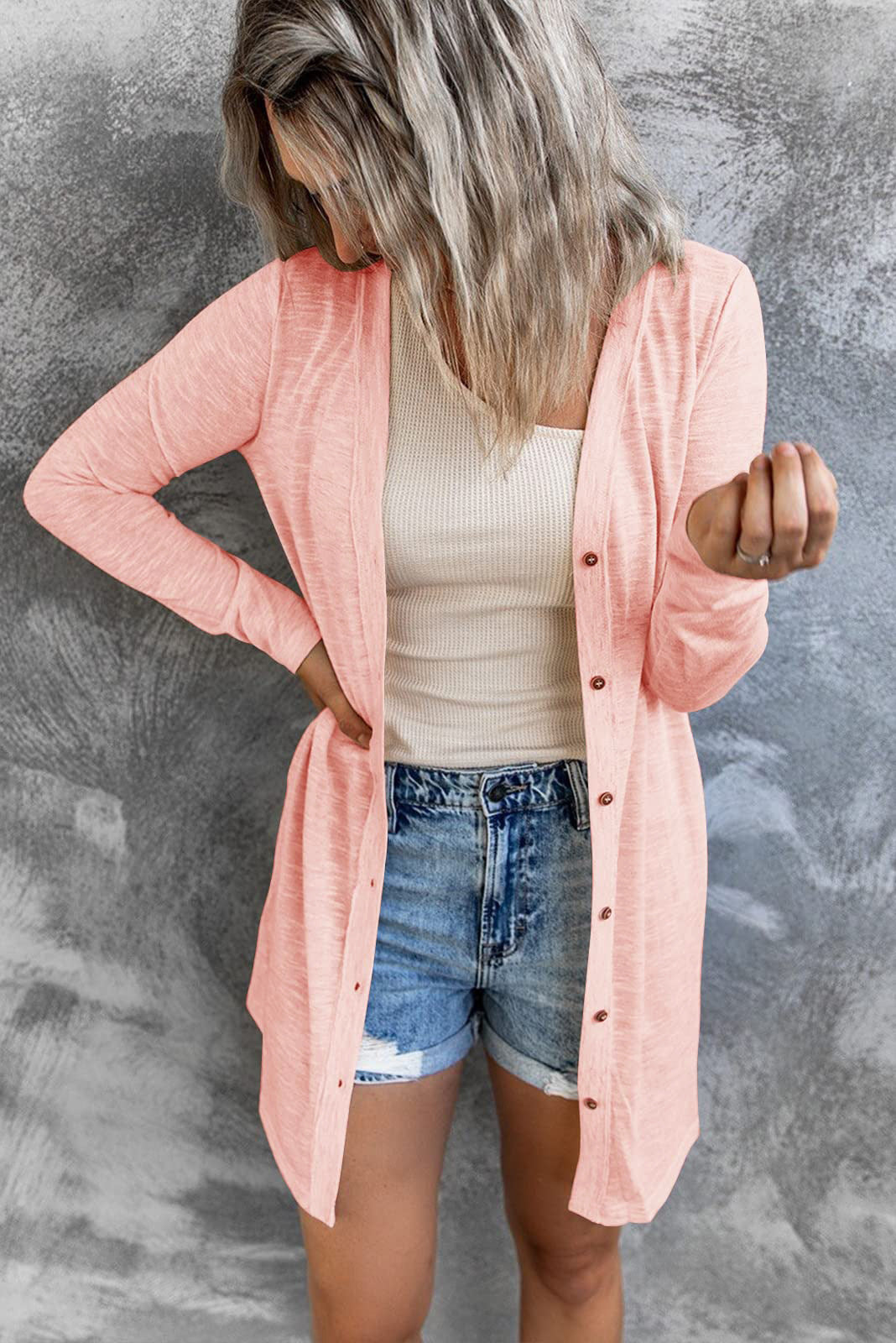 Women's Lightweight Long Sleeve Button Down Solid Cardigan
