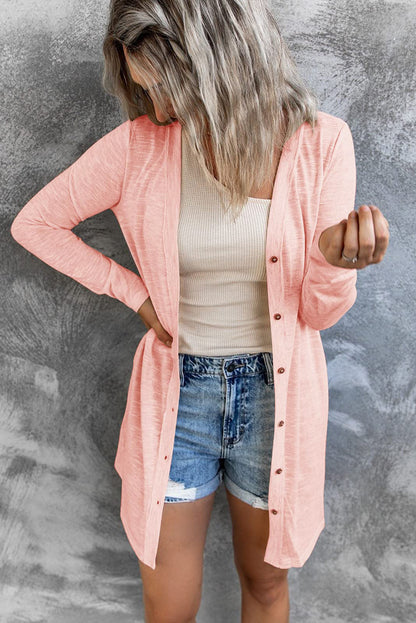 Women's Lightweight Long Sleeve Button Down Solid Cardigan