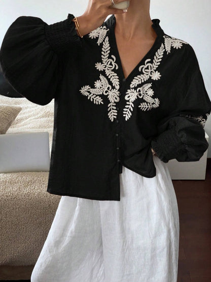 Embroidered Floral Button-Down Cardigan - Fall 2025 Women's Fashion