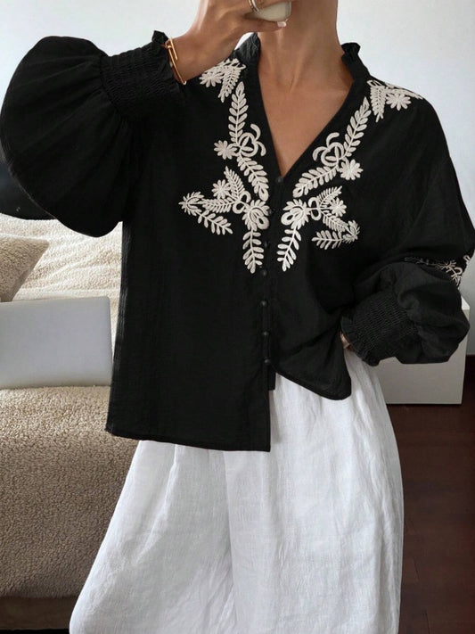 Embroidered Floral Button-Down Cardigan - Fall 2025 Women's Fashion