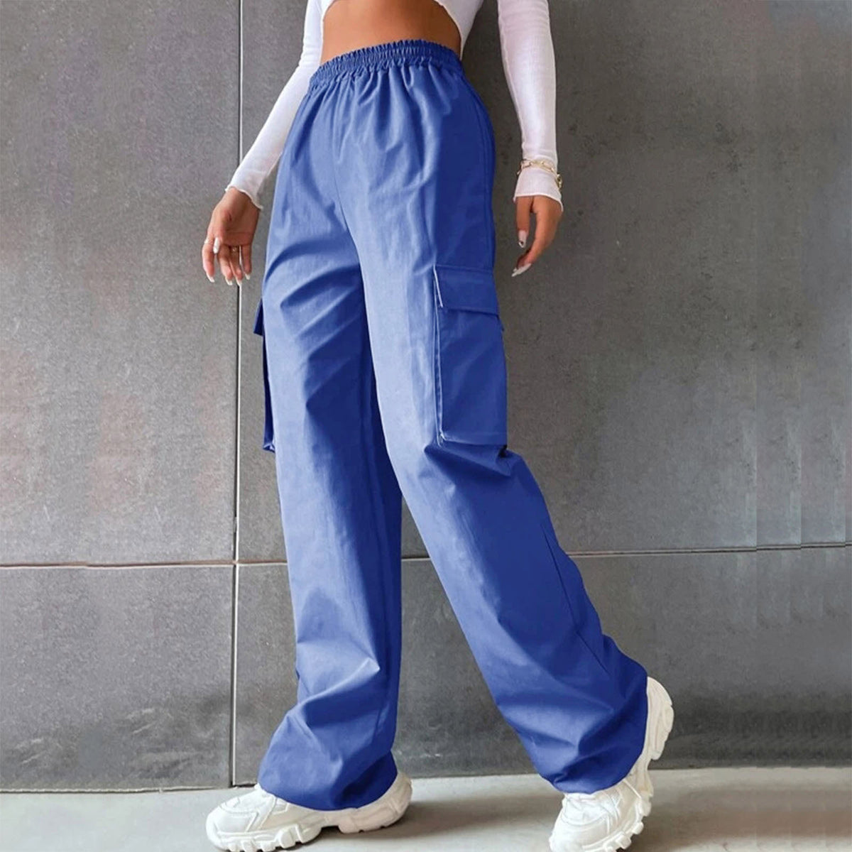 Women's High Waist Wide Leg Cargo Pants Loose Fit Trousers