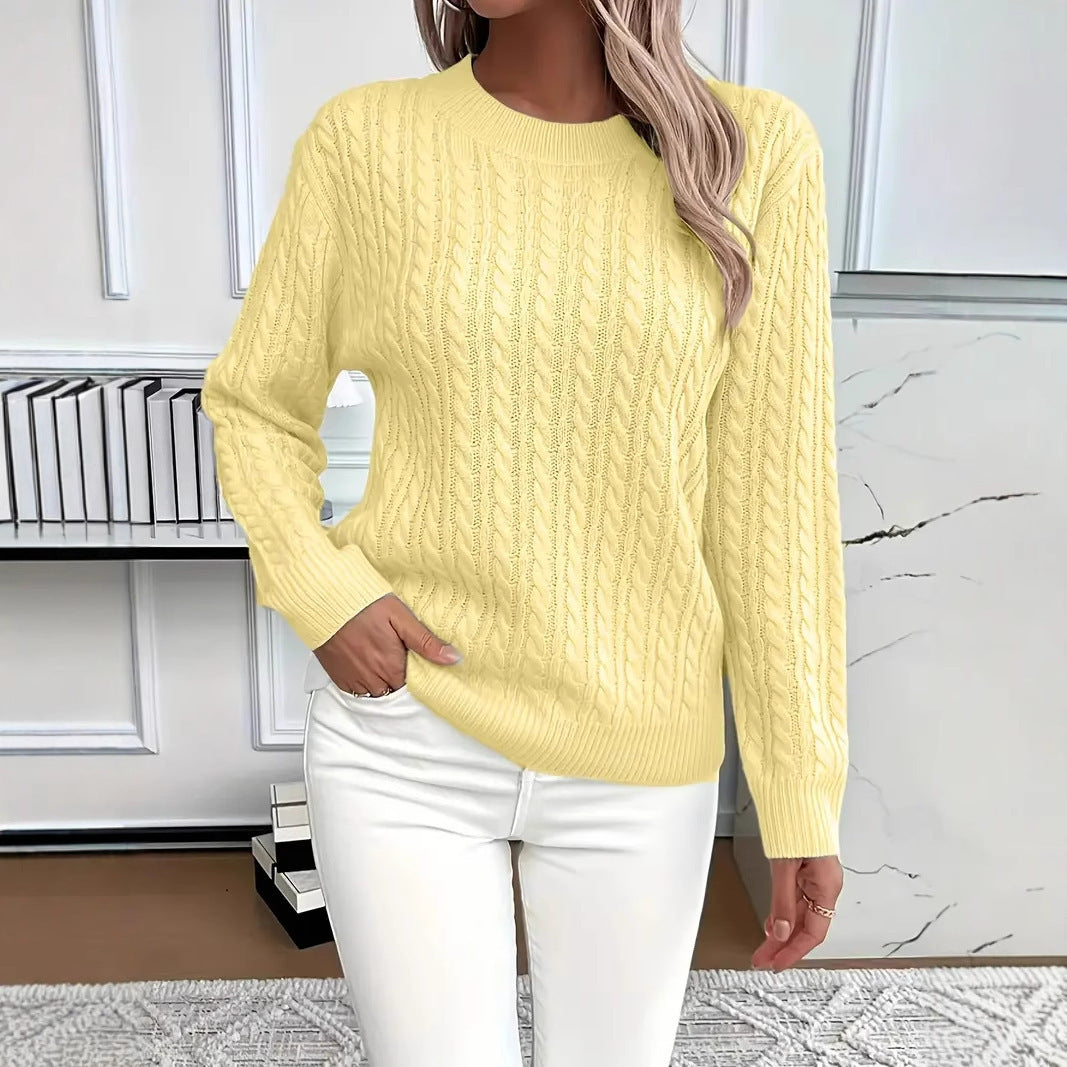 Women's Classic Cable Knit Crew Neck Sweater