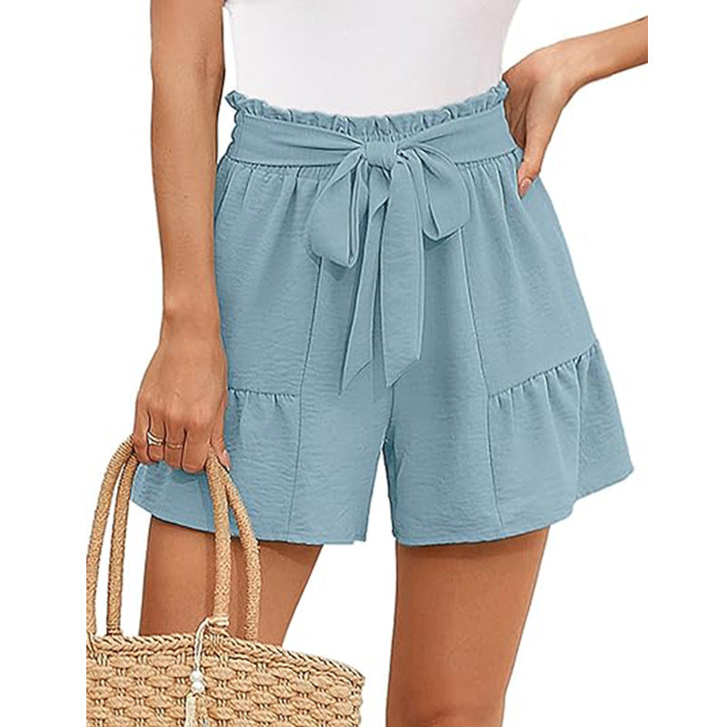 Women's High-Waisted Ruffle Shorts – Tie Waist Summer Beachwear