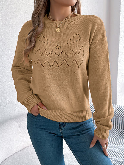 Hollowed Lantern Sleeve Pullover Sweater - Halloween Style