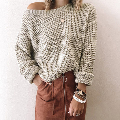 Women's Oversized Chunky Knit Off Shoulder Sweater