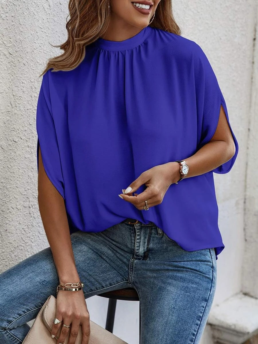 Fashion Abstract Print Dolman Sleeve Tunic Shirt