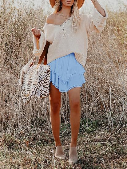 Women’s High Waist Tiered Ruffle Mini Skirt