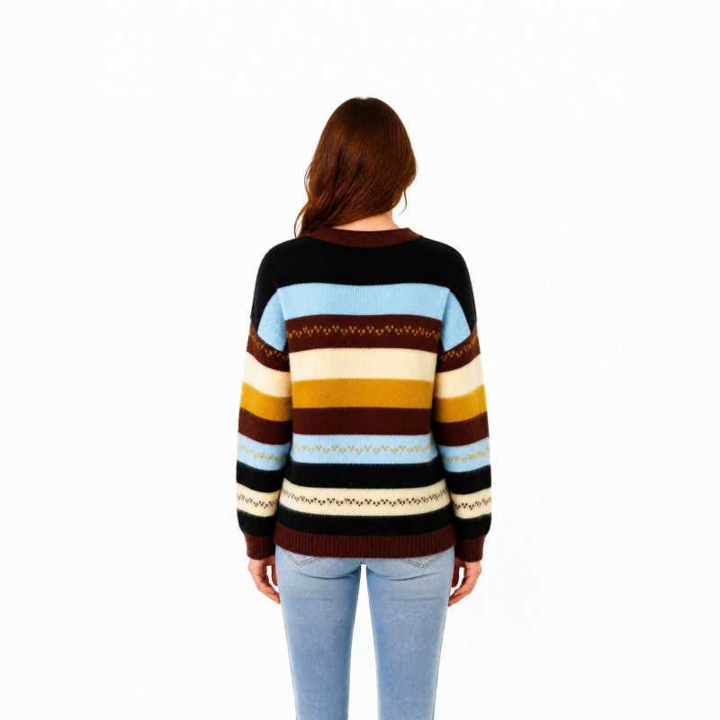 Women's Striped Crewneck Oversized Pullover Sweater