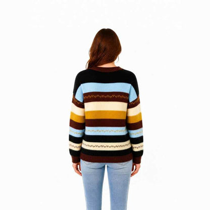Women's Striped Crewneck Oversized Pullover Sweater