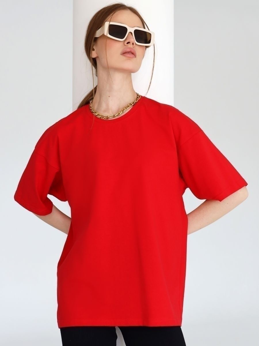 Solid Cotton T Shirt Loose Fit Crewneck Casual Top