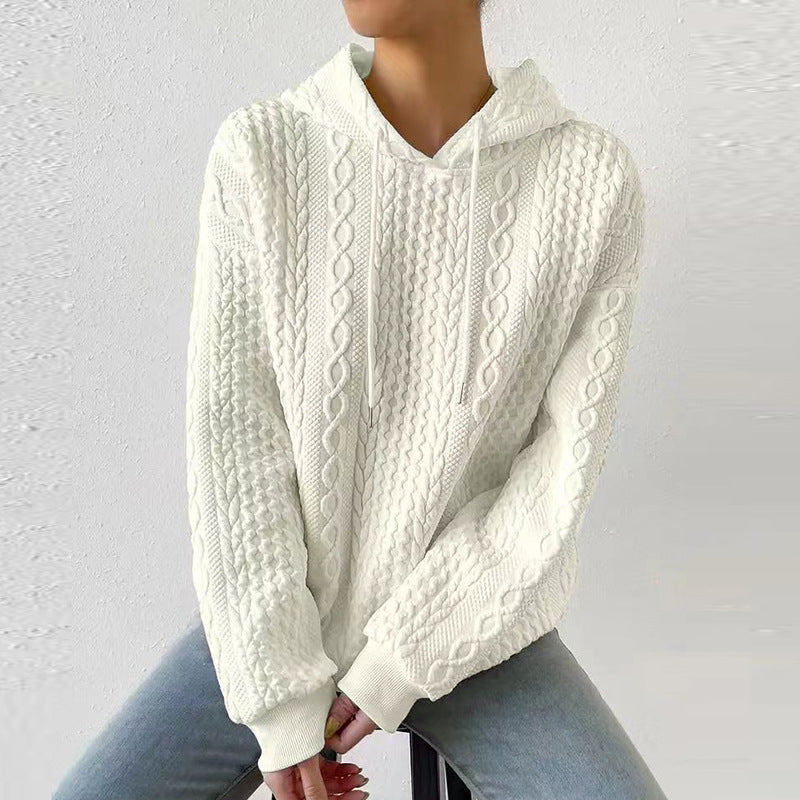 Women's Oversized Cable Knit Hoodie Sweater